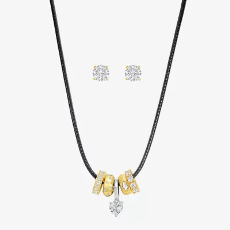 Rebecca Minkoff Womens White Cubic Zirconia 2-pc. Pendant Necklace Set