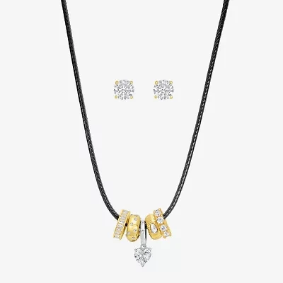 Rebecca Minkoff Womens White Cubic Zirconia 2-pc. Pendant Necklace Set