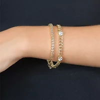 Rebecca Minkoff Diamond Accent Womens 14K Gold Over Brass 7.5 Inch Solid Curb Chain Bracelet