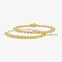 Rebecca Minkoff Diamond Accent Womens 14K Gold Over Brass 7.5 Inch Solid Curb Chain Bracelet