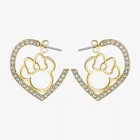 Disney Womens Crystal 18K Gold Over Brass 25.5mm Round Minnie Mouse Hoop Earrings