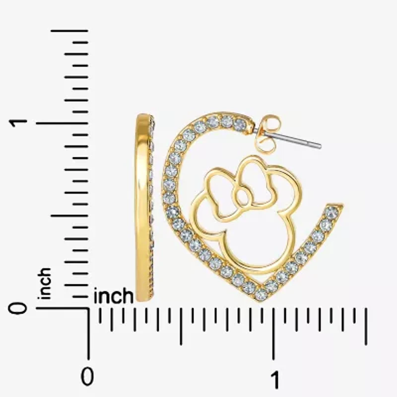 Disney Womens Crystal 18K Gold Over Brass 25.5mm Round Minnie Mouse Hoop Earrings
