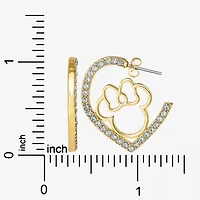 Disney Womens Crystal 18K Gold Over Brass 25.5mm Round Minnie Mouse Hoop Earrings