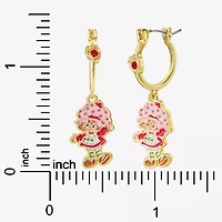 Strawberry Shortcake Womens Red Crystal 18K Gold Over Brass 38.2mm Round Strawberry Shortcake Hoop Earrings