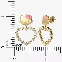 Womens Crystal 18K Gold Over Brass Round Hello Kitty Drop Earrings