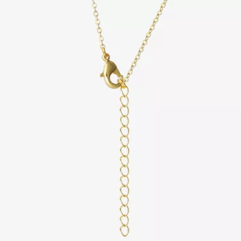 Womens Crystal 18K Gold Over Brass Round 18 Inch Pendant Necklace