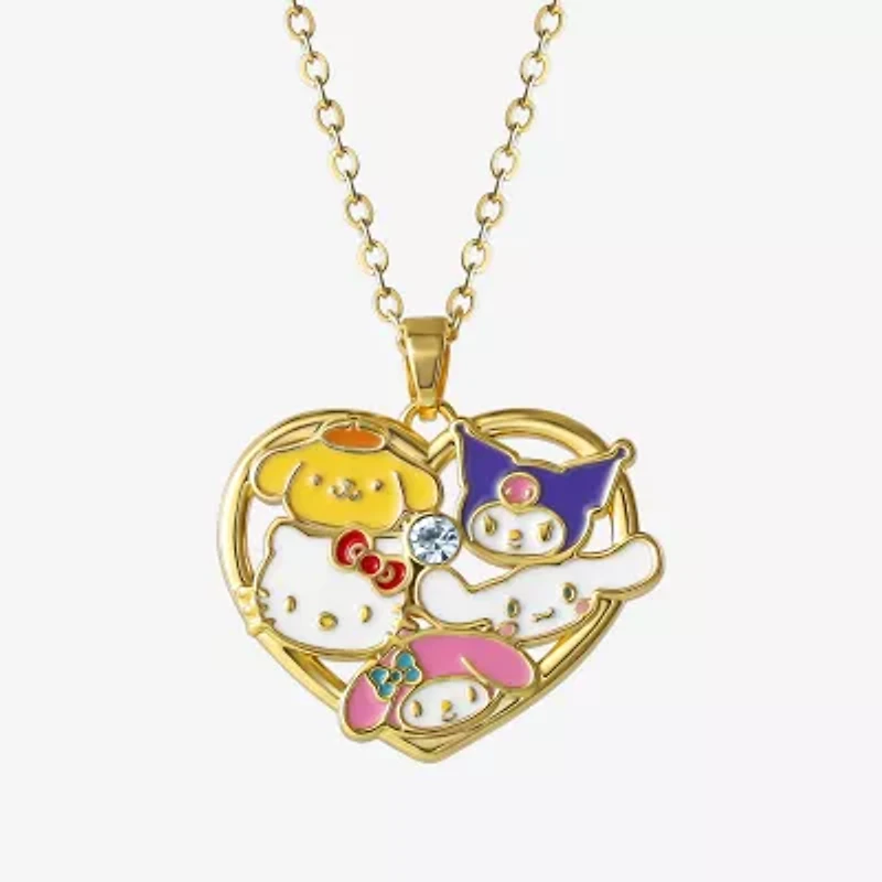 Womens Crystal 18K Gold Over Brass Round 18 Inch Pendant Necklace