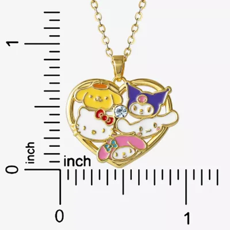 Womens Crystal 18K Gold Over Brass Round 18 Inch Pendant Necklace
