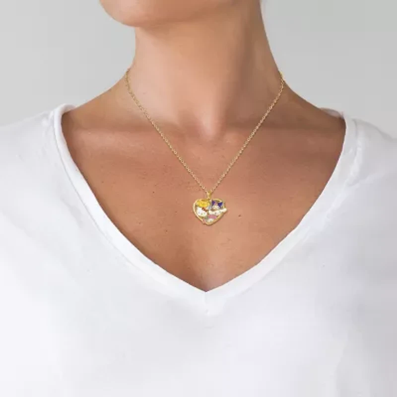 Womens Crystal 18K Gold Over Brass Round 18 Inch Pendant Necklace