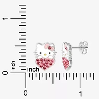 Pink Crystal 14mm Round Hello Kitty Stud Earrings