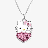 Womens Pink Crystal Pure Silver Over Brass Round 16 Inch Pendant Necklace