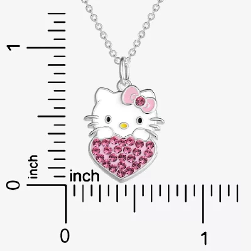 Womens Pink Crystal Pure Silver Over Brass Round 16 Inch Pendant Necklace