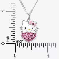 Womens Pink Crystal Pure Silver Over Brass Round 16 Inch Pendant Necklace