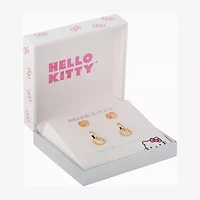 Crystal 18K Gold Over Brass 10.5mm Round Hello Kitty Stud Earrings