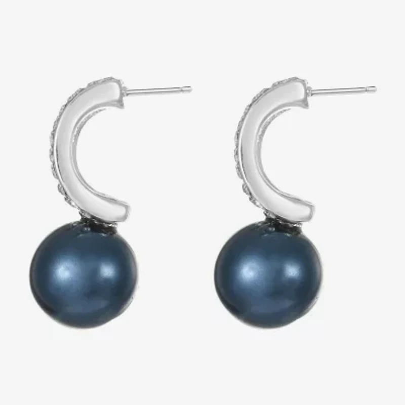 Monet Jewelry Womens Glass Simulated Pearl Round Hypoallergenic Drop Earrings