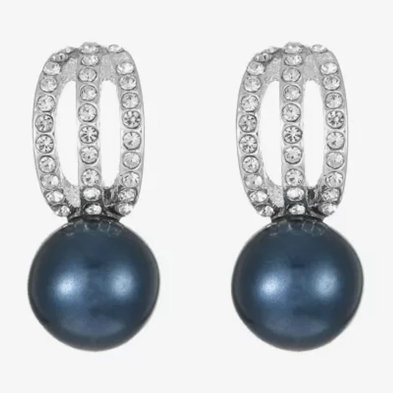 Monet Jewelry Womens Glass Simulated Pearl Round Hypoallergenic Drop Earrings