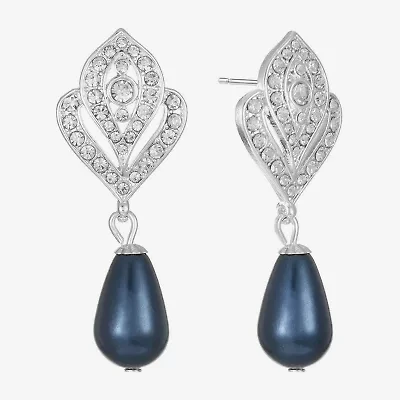 Monet Jewelry Womens Glass Simulated Pearl Hypoallergenic Drop Earrings