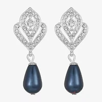 Monet Jewelry Womens Glass Simulated Pearl Hypoallergenic Drop Earrings