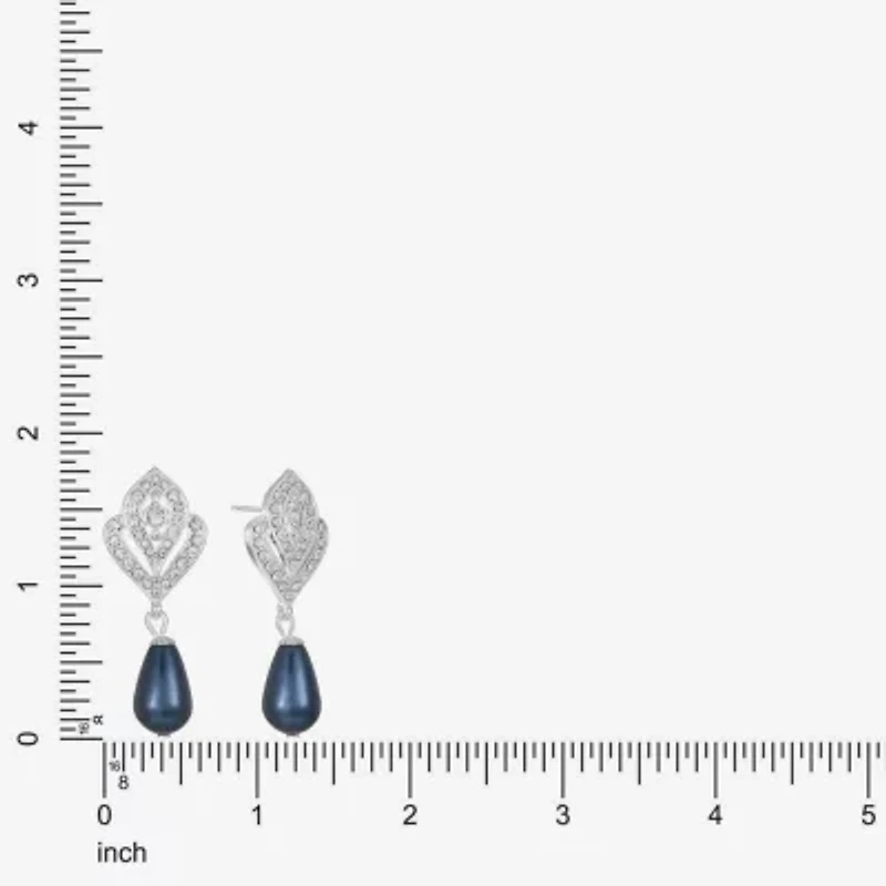 Monet Jewelry Womens Glass Simulated Pearl Hypoallergenic Drop Earrings