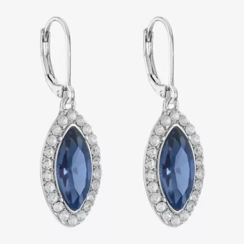 Monet Jewelry Womens Red Glass Marquise Drop Earrings