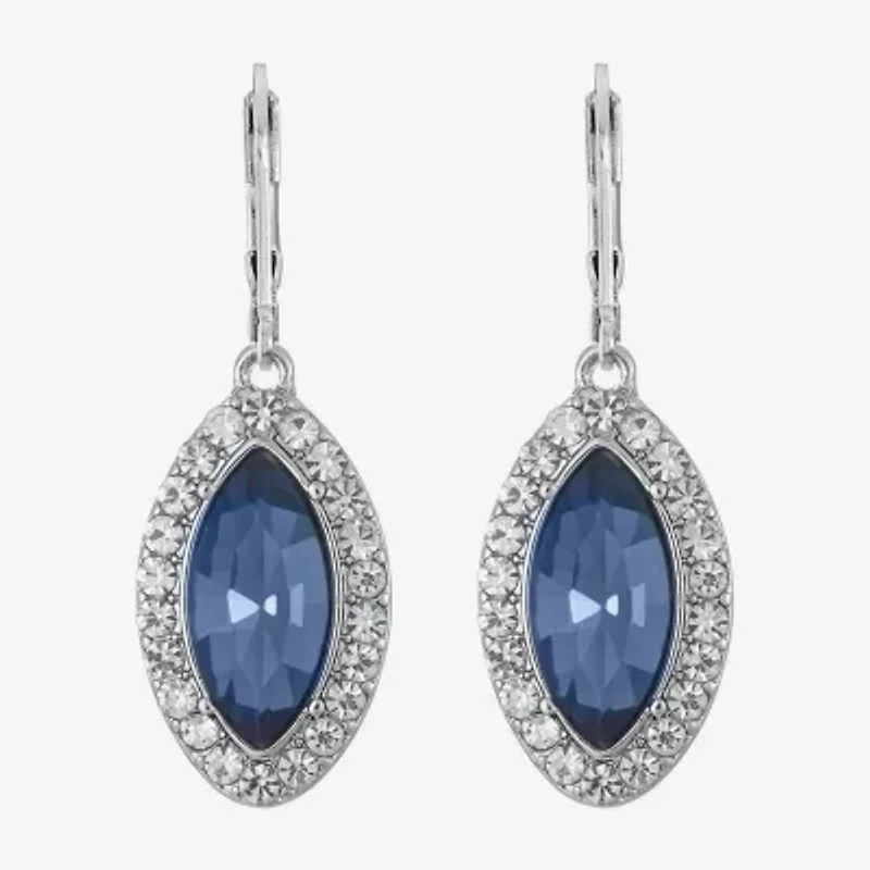 Monet Jewelry Womens Red Glass Marquise Drop Earrings