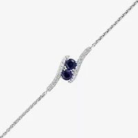 Womens Lab Created Blue Sapphire Sterling Silver Bolo Bracelet