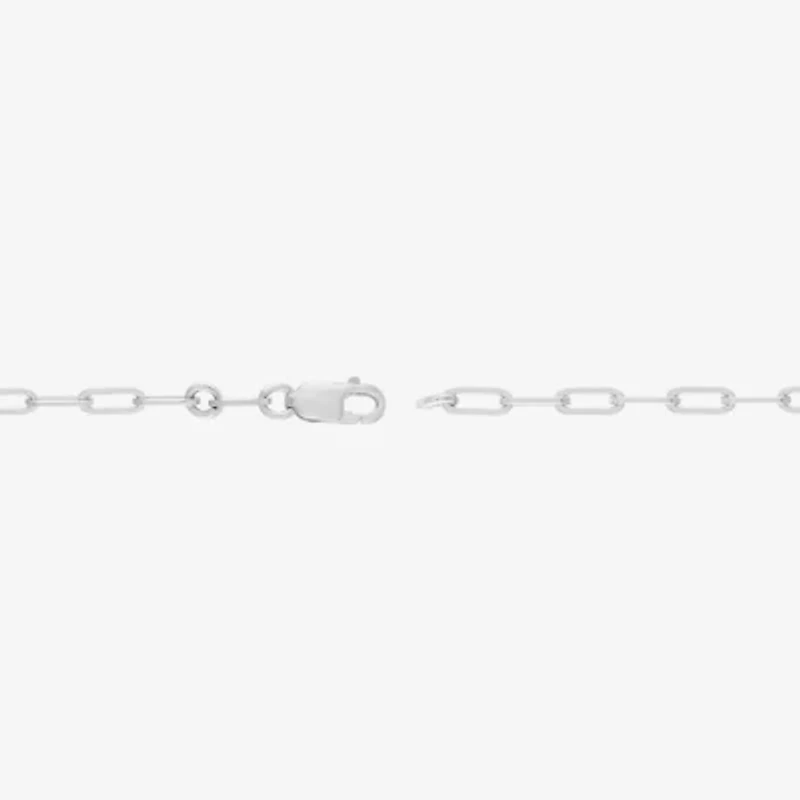 Womens Sterling Silver 7.25 Inch Solid Paperclip Chain Bracelet