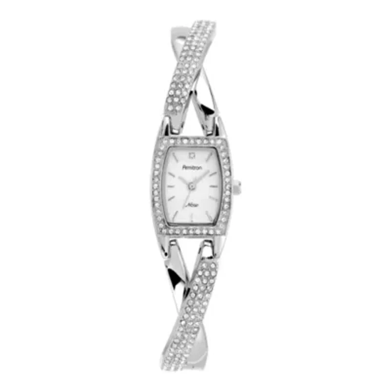 Armitron® Now® Womens Silver-Tone Crisscross Bangle Watch