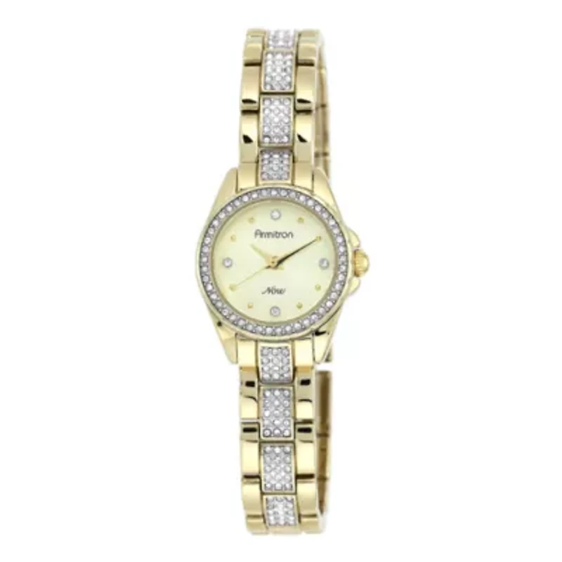 Armitron® Now® Womens Gold-Tone Round Dial Crystal Watch