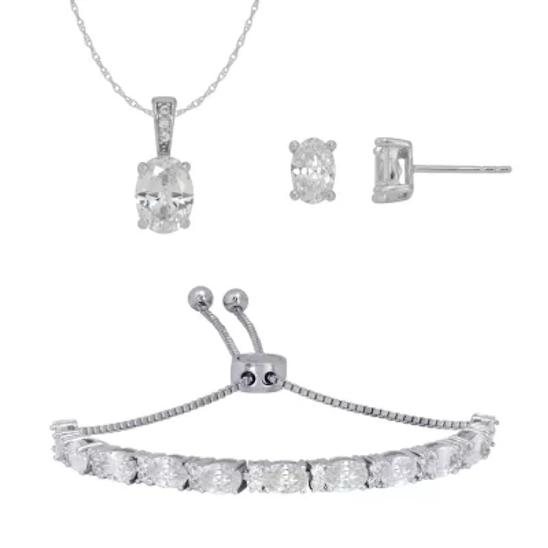 DiamonArt® White Cubic Zirconia Sterling Silver 3-pc. Jewelry Set