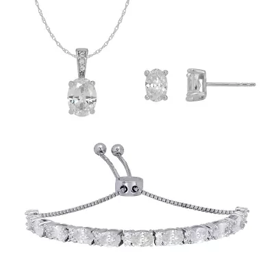DiamonArt® White Cubic Zirconia Sterling Silver 3-pc. Jewelry Set