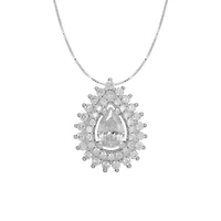 DiamonArt® Womens White Cubic Zirconia Sterling Silver Pear Pendant Necklace