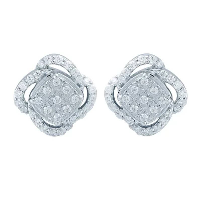 1/2 CT. T.W. Natural White Diamond Sterling Silver 10.1mm Stud Earrings