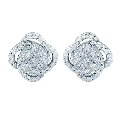 1/ CT. T.W. Natural White Diamond Sterling Silver 10.1mm Stud Earrings