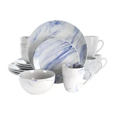 Elama Fine Marble 16-pc. Stoneware Dinnerware Set
