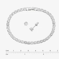 Sparkle Allure Light Up Box Womens Cubic Zirconia Pure Silver Over Brass Round 2-pc. Jewelry Set
