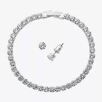 Sparkle Allure Light Up Box Womens Cubic Zirconia Pure Silver Over Brass Round 2-pc. Jewelry Set