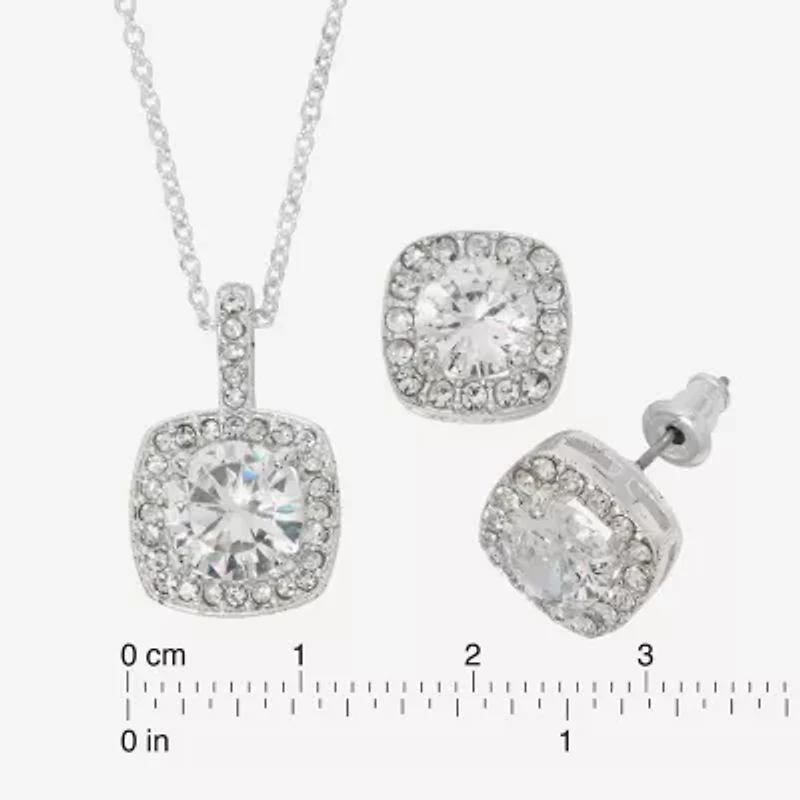 Sparkle Allure Light Up Box Womens Cubic Zirconia Pure Silver Over Brass Square 2-pc. Jewelry Set