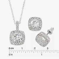 Sparkle Allure Light Up Box Womens Cubic Zirconia Pure Silver Over Brass Square 2-pc. Jewelry Set