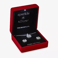 Sparkle Allure Light Up Box Womens Cubic Zirconia Pure Silver Over Brass Square 2-pc. Jewelry Set