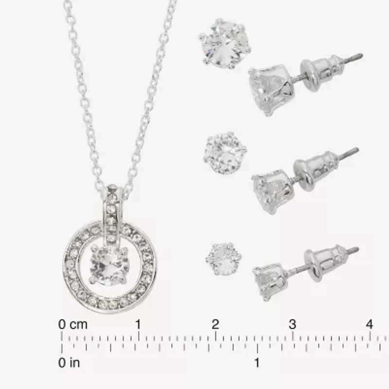 Sparkle Allure Light Up Box Womens Cubic Zirconia Pure Silver Over Brass Round -pc. Jewelry Set