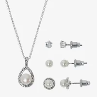 Sparkle Allure Light Up Box Womens Cubic Zirconia Pure Silver Over Brass Pear 4-pc. Jewelry Set