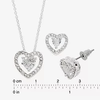 Sparkle Allure Light Up Box Womens Cubic Zirconia Pure Silver Over Brass Heart 2-pc. Jewelry Set
