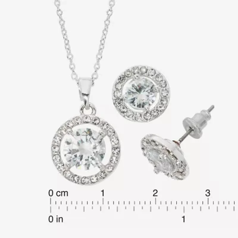 Sparkle Allure Light Up Box Womens Cubic Zirconia Pure Silver Over Brass Round 2-pc. Jewelry Set