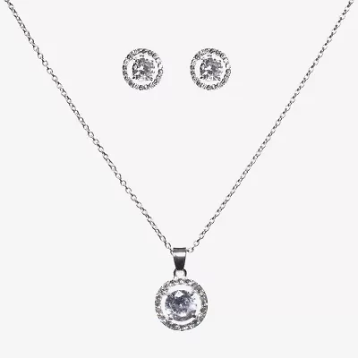 Sparkle Allure Light Up Box Womens Cubic Zirconia Pure Silver Over Brass Round 2-pc. Jewelry Set