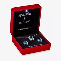 Sparkle Allure Light Up Box Womens Cubic Zirconia Pure Silver Over Brass Square -pc. Jewelry Set
