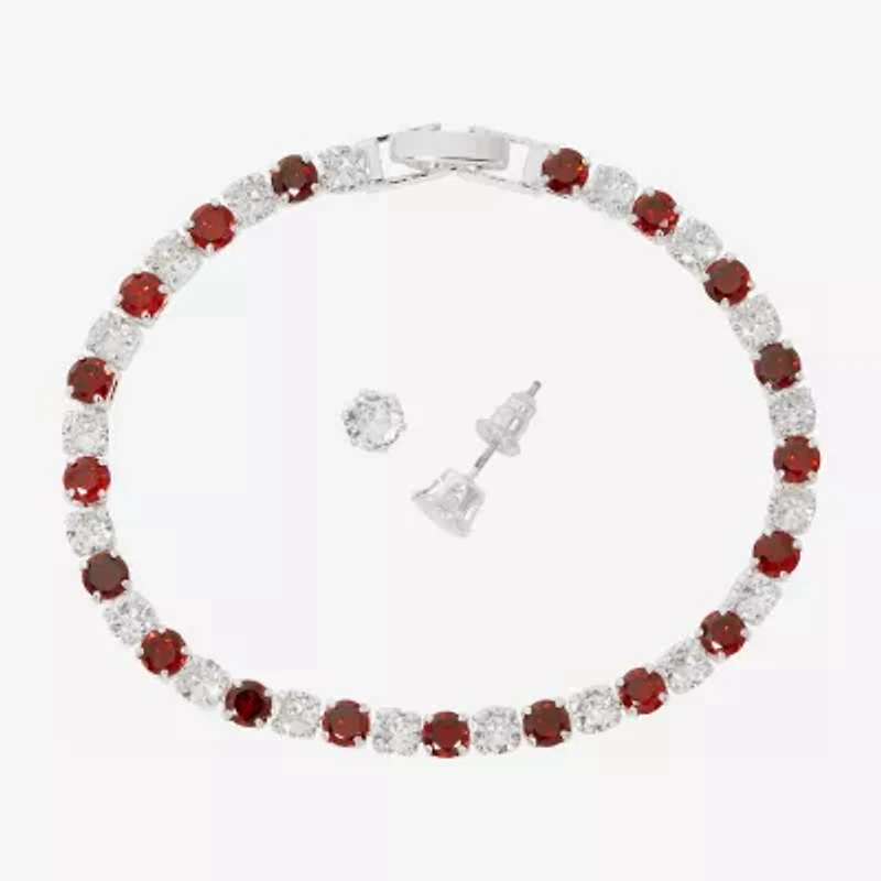 Sparkle Allure Light Up Box Womens Cubic Zirconia Pure Silver Over Brass Round 2-pc. Jewelry Set