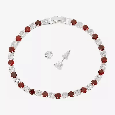Sparkle Allure Light Up Box Womens Cubic Zirconia Pure Silver Over Brass Round 2-pc. Jewelry Set