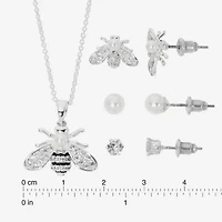 Sparkle Allure Light Up Box Queen Bee Womens Cubic Zirconia Pure Silver Over Brass 4-pc. Jewelry Set
