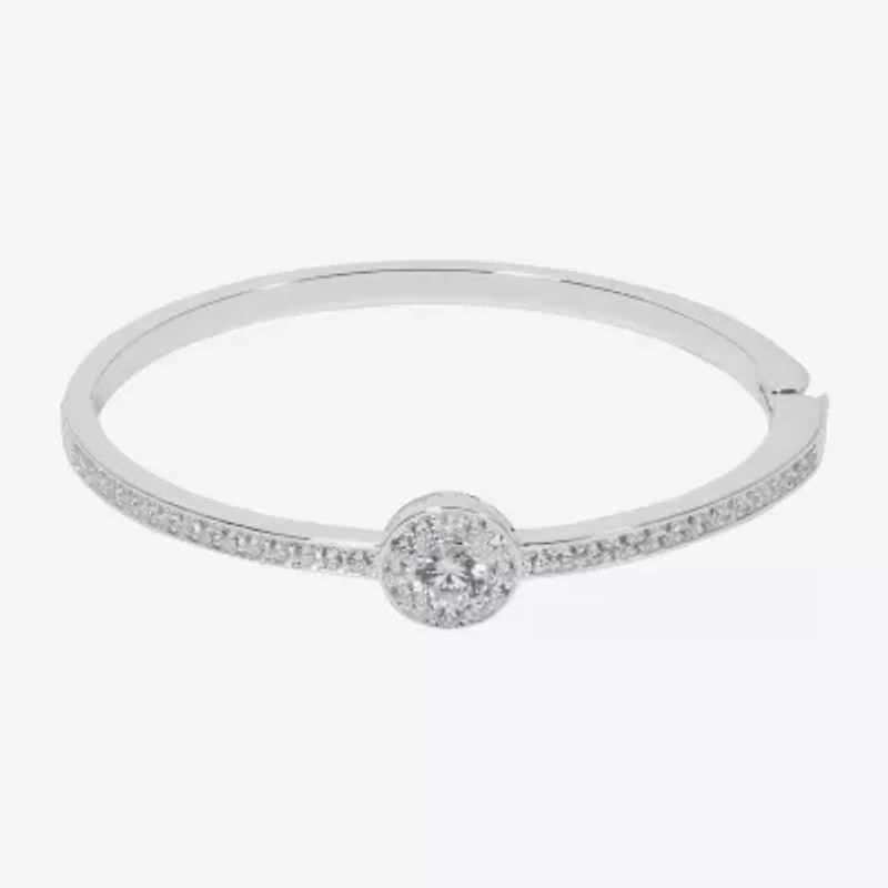 Sparkle Allure Womens Cubic Zirconia Pure Silver Over Brass Bangle Bracelet